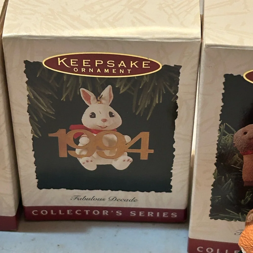 9 Vintage Hallmark Keepsake Ornaments Fabulous Decade 1990-1998 Animals